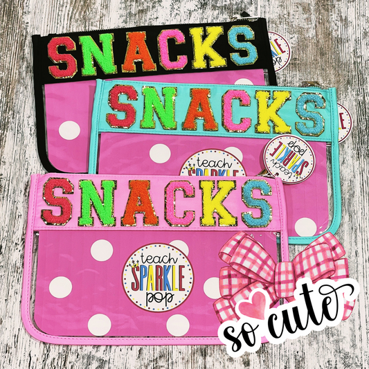 SNACKS Chenille Patch Letter Pouch